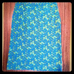 Soft Vintage Blue/ Green Floral Midi Pencil Skirt